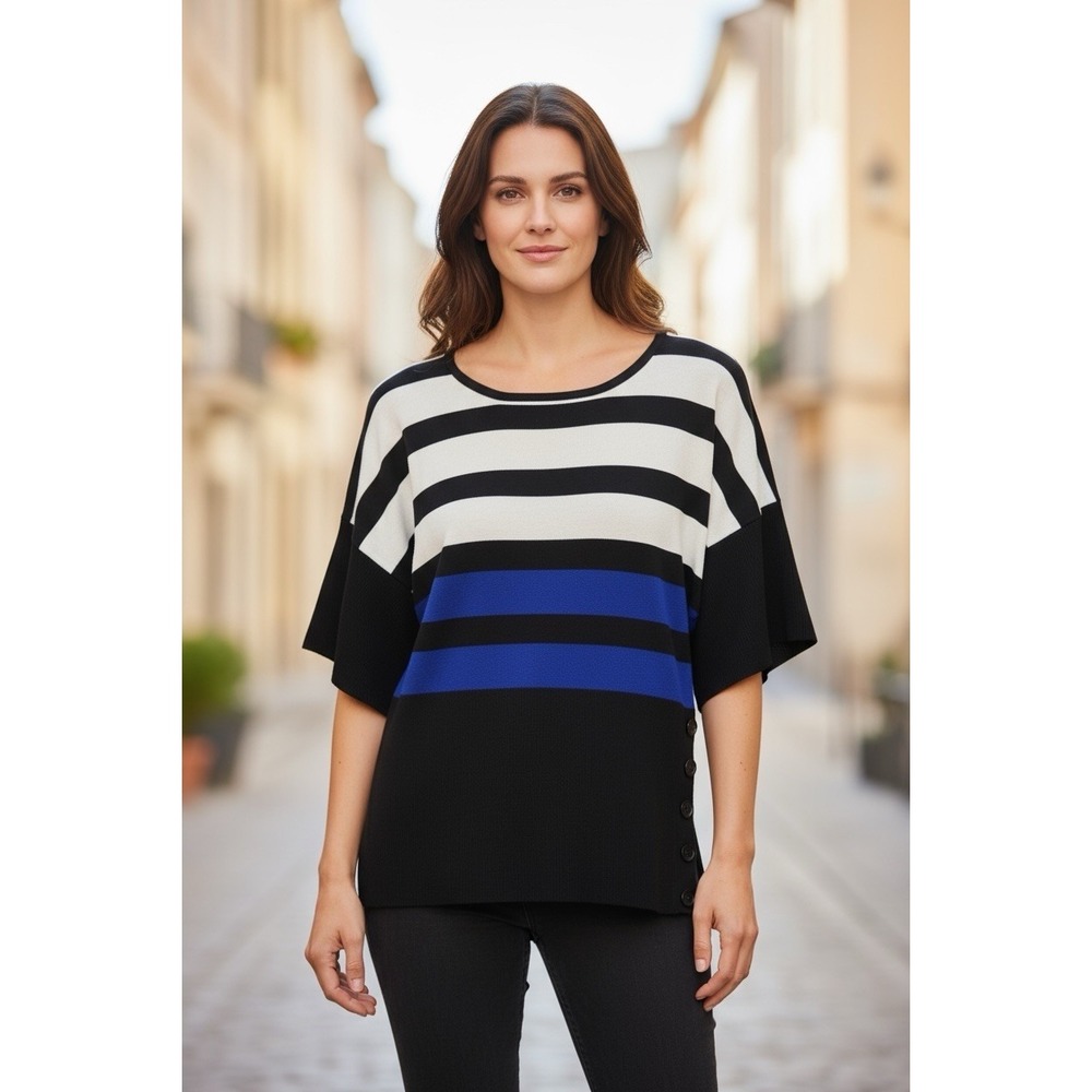 Cable & Gauge‎ Women's Sweater Blue Black Size Medium
